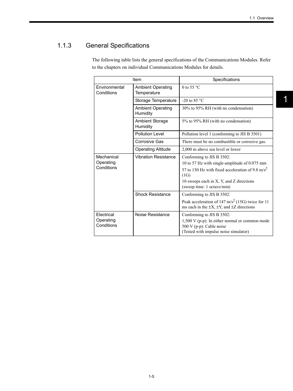 3 general specifications | Yaskawa MP920 Communications Module User Manual | Page 22 / 337