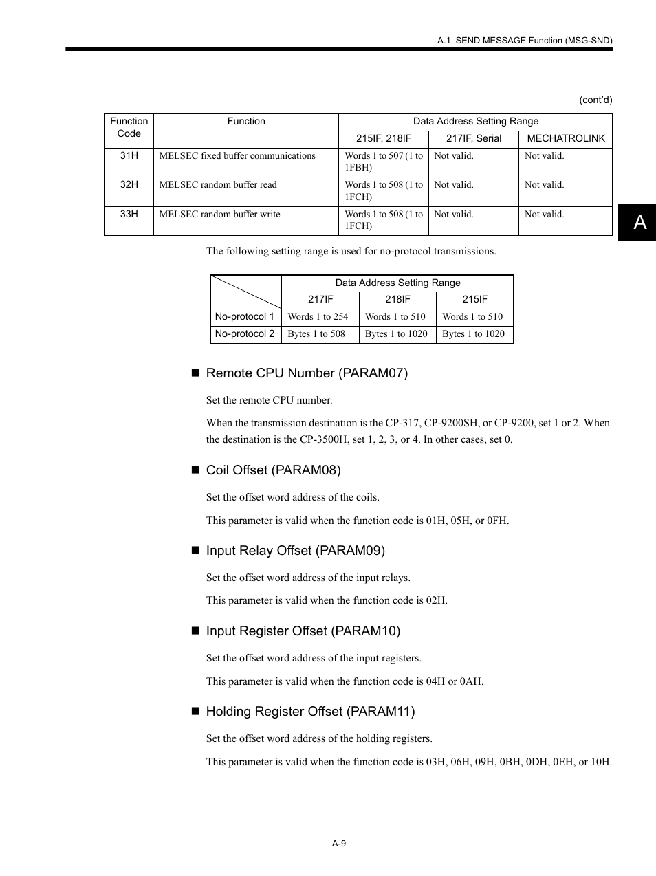 Remote cpu number (param07), Coil offset (param08), Input relay offset (param09) | Input register offset (param10), Holding register offset (param11) | Yaskawa MP920 Communications Module User Manual | Page 238 / 337