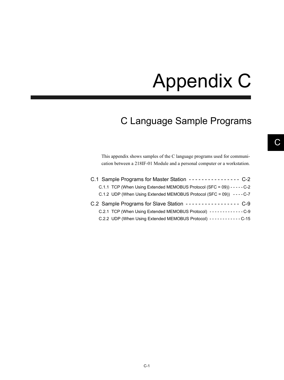 Appendix c c language sample programs, Appendix c, C language sample programs | Yaskawa MP920 Communications Module User Manual | Page 277 / 337