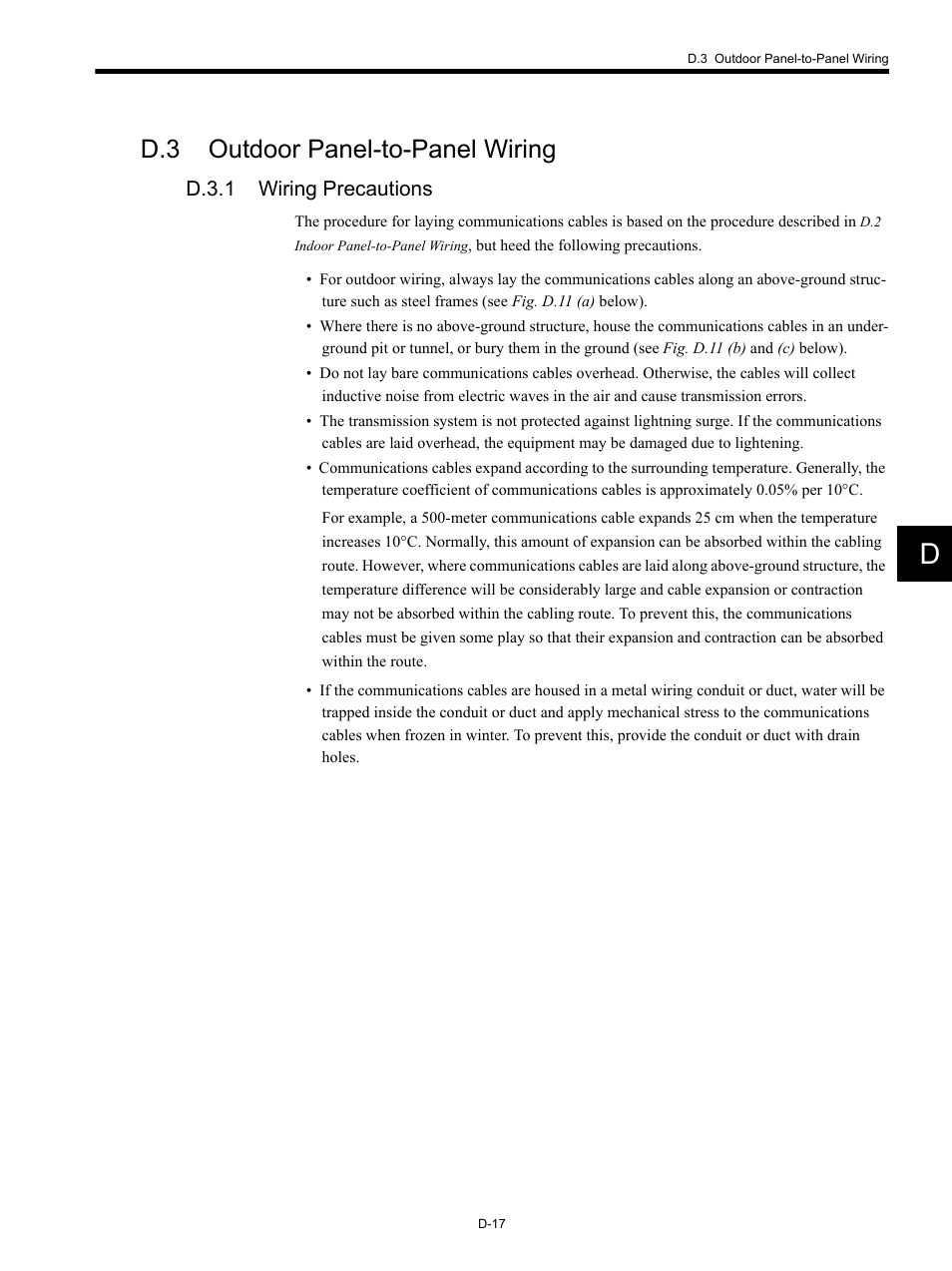 D.3 outdoor panel-to-panel wiring, D.3.1 wiring precautions | Yaskawa MP920 Communications Module User Manual | Page 309 / 337