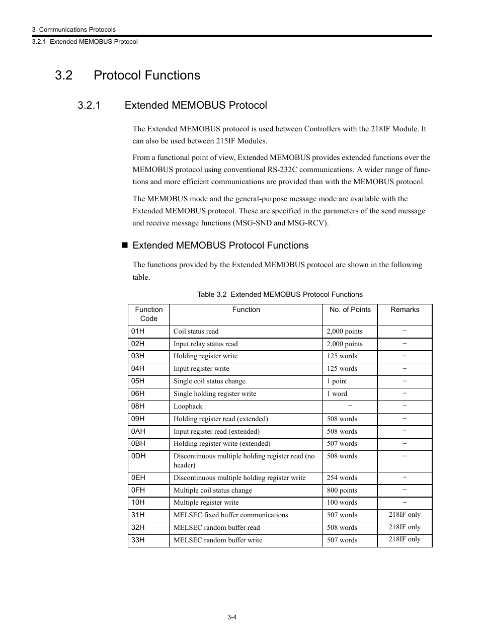 2 protocol functions, 1 extended memobus protocol | Yaskawa MP920 Communications Module User Manual | Page 36 / 337