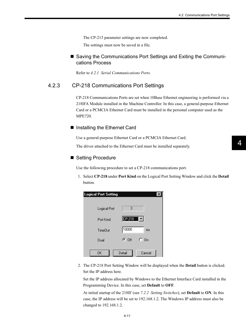 3 cp-218 communications port settings | Yaskawa MP920 Communications Module User Manual | Page 59 / 337