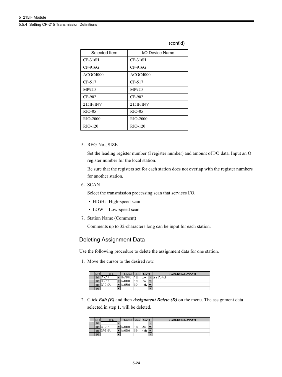 Deleting assignment data | Yaskawa MP920 Communications Module User Manual | Page 85 / 337