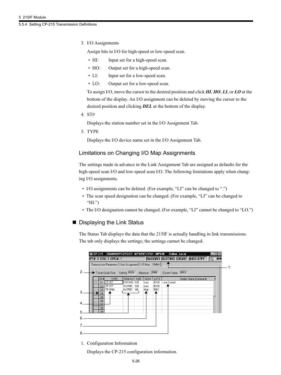 Limitations on changing i/o map assignments, Displaying the link status | Yaskawa MP920 Communications Module User Manual | Page 87 / 337
