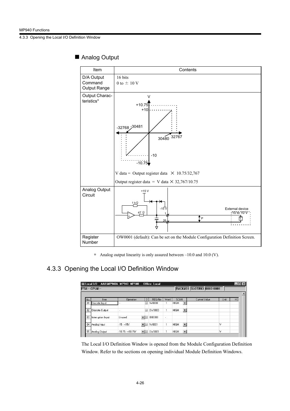 3 opening the local i/o definition window, Analog output | Yaskawa MP940 User Manual | Page 119 / 522