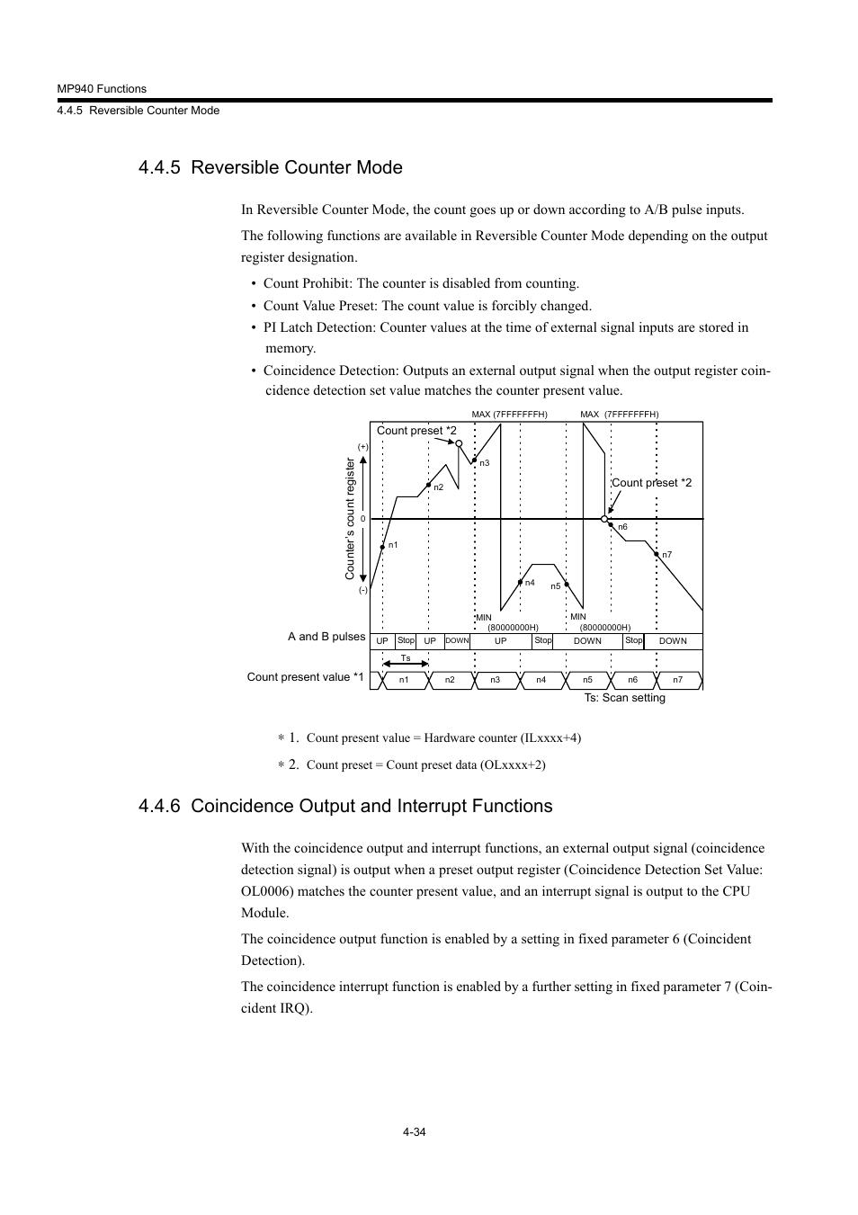 5 reversible counter mode, 6 coincidence output and interrupt functions | Yaskawa MP940 User Manual | Page 127 / 522