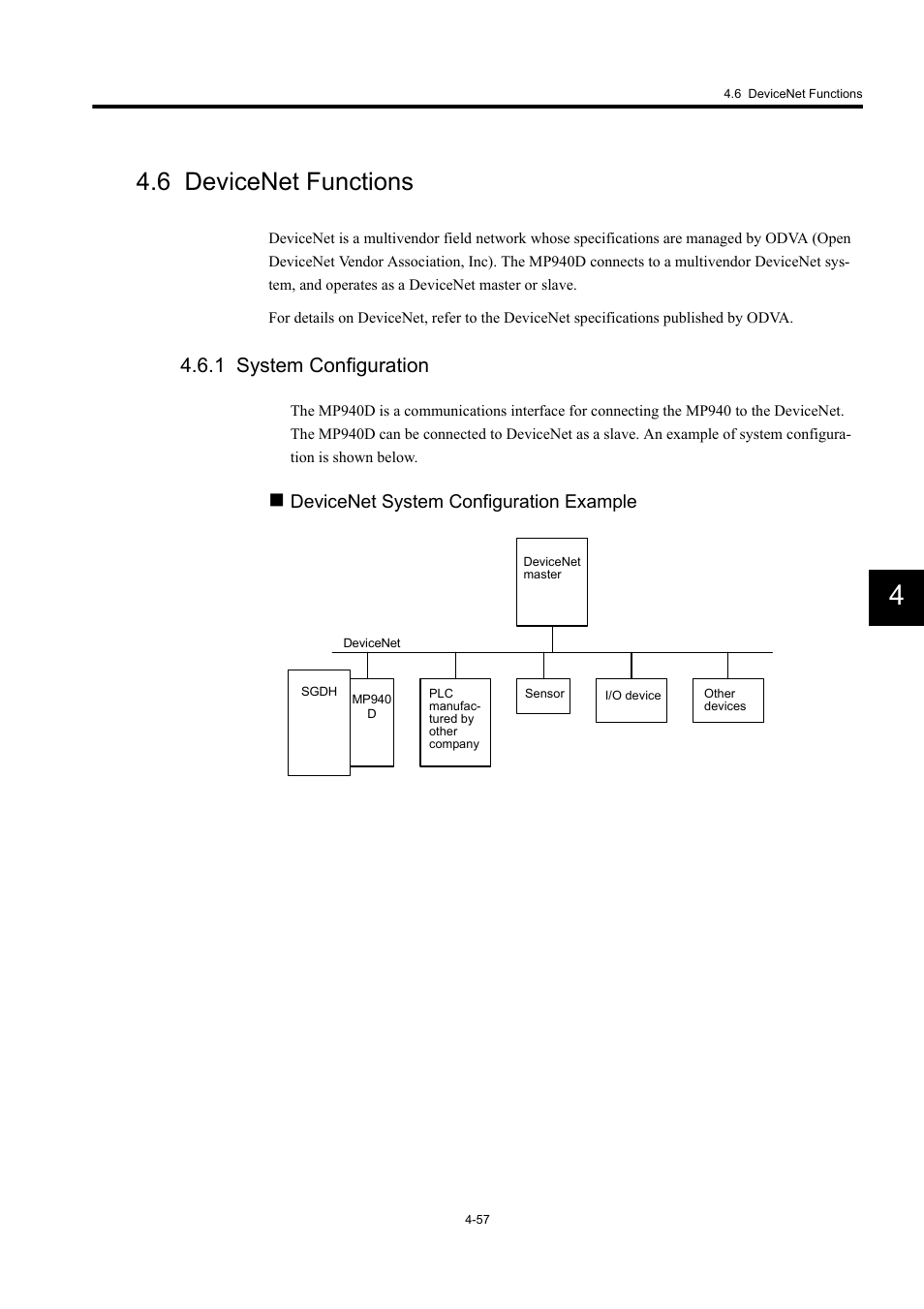 6 devicenet functions, 1 system configuration, Devicenet system configuration example | Yaskawa MP940 User Manual | Page 150 / 522