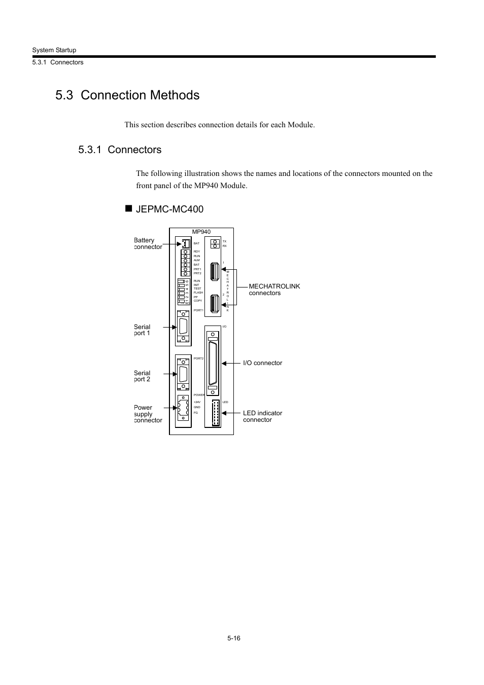 3 connection methods, 1 connectors, Jepmc-mc400 | Yaskawa MP940 User Manual | Page 188 / 522