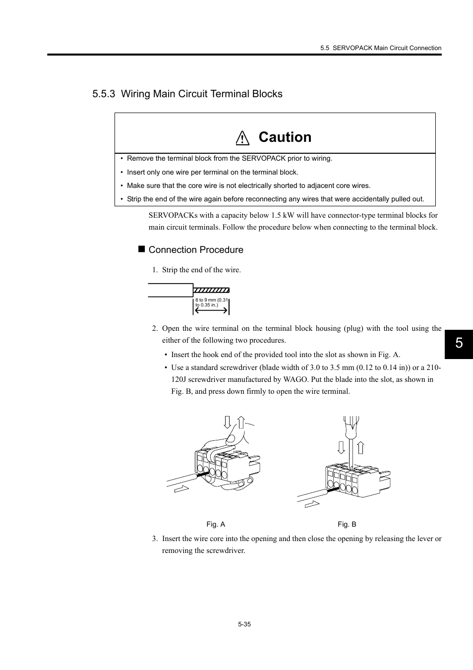 3 wiring main circuit terminal blocks, Caution | Yaskawa MP940 User Manual | Page 207 / 522