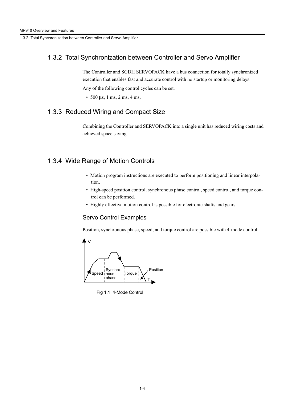 3 reduced wiring and compact size, 4 wide range of motion controls, Servo control examples | Yaskawa MP940 User Manual | Page 21 / 522