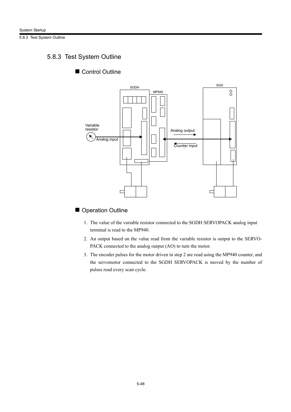 3 test system outline, Control outline, Operation outline | Yaskawa MP940 User Manual | Page 220 / 522