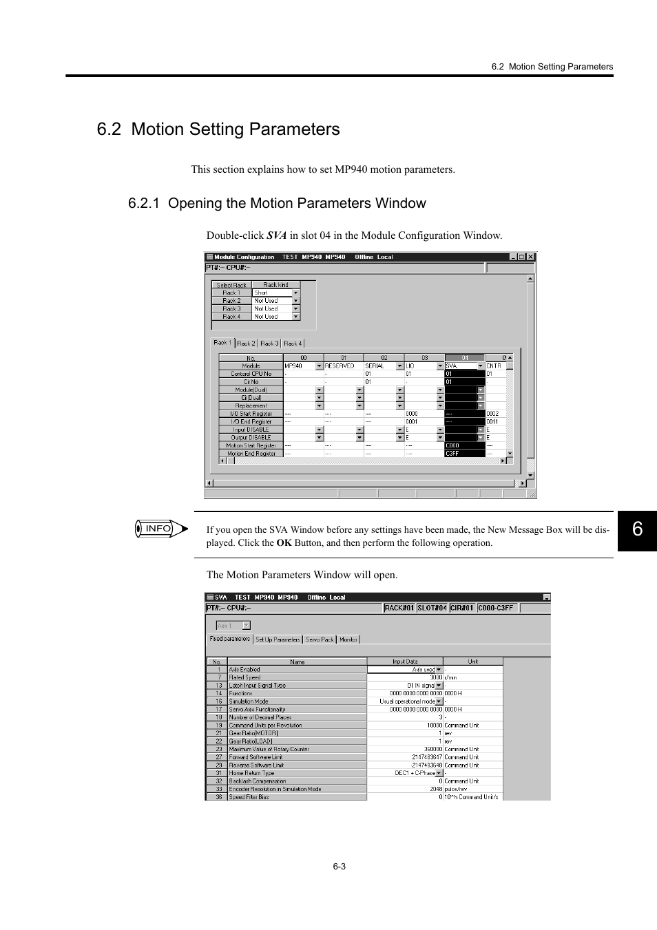 2 motion setting parameters, 1 opening the motion parameters window | Yaskawa MP940 User Manual | Page 243 / 522