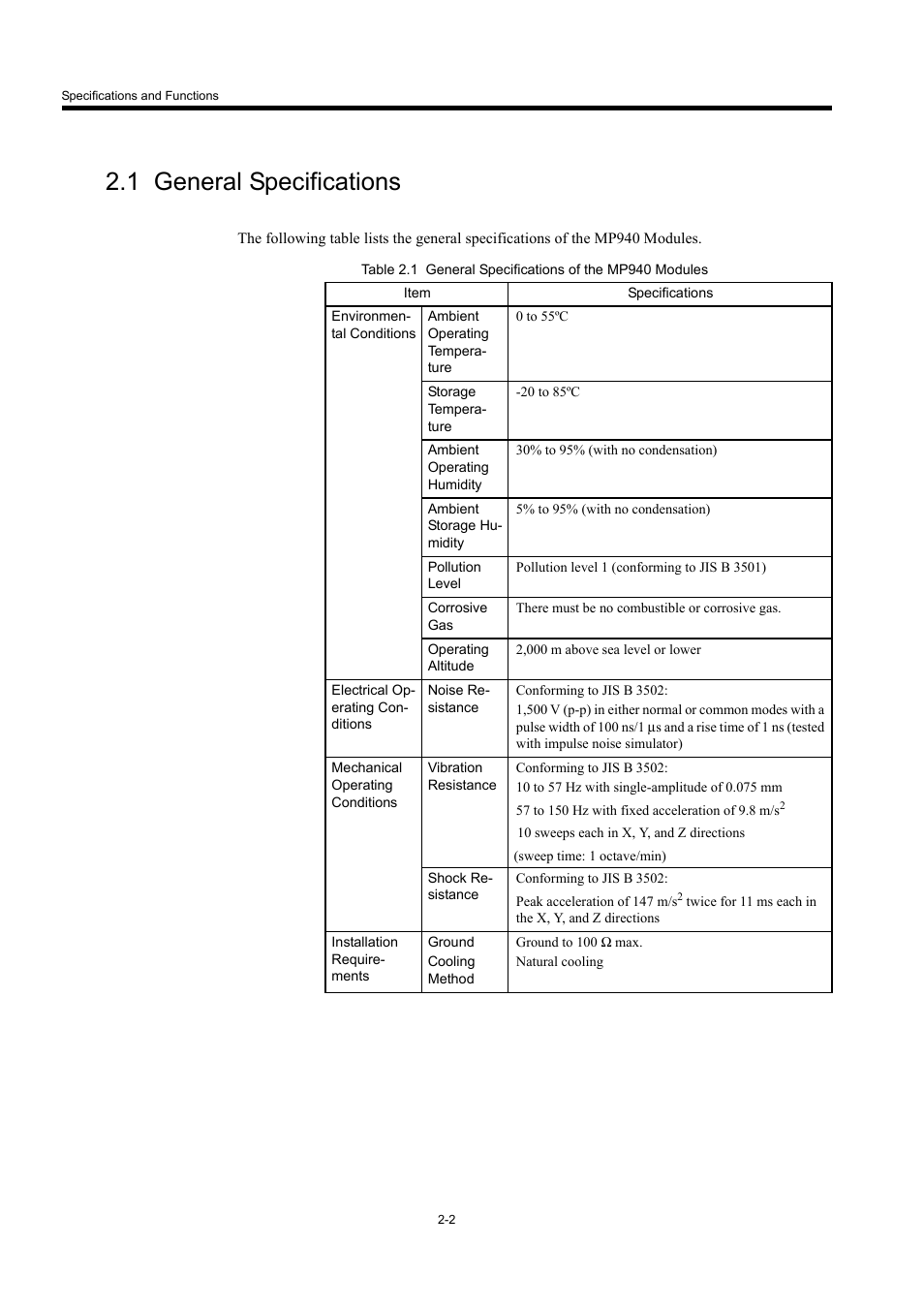 1 general specifications | Yaskawa MP940 User Manual | Page 25 / 522