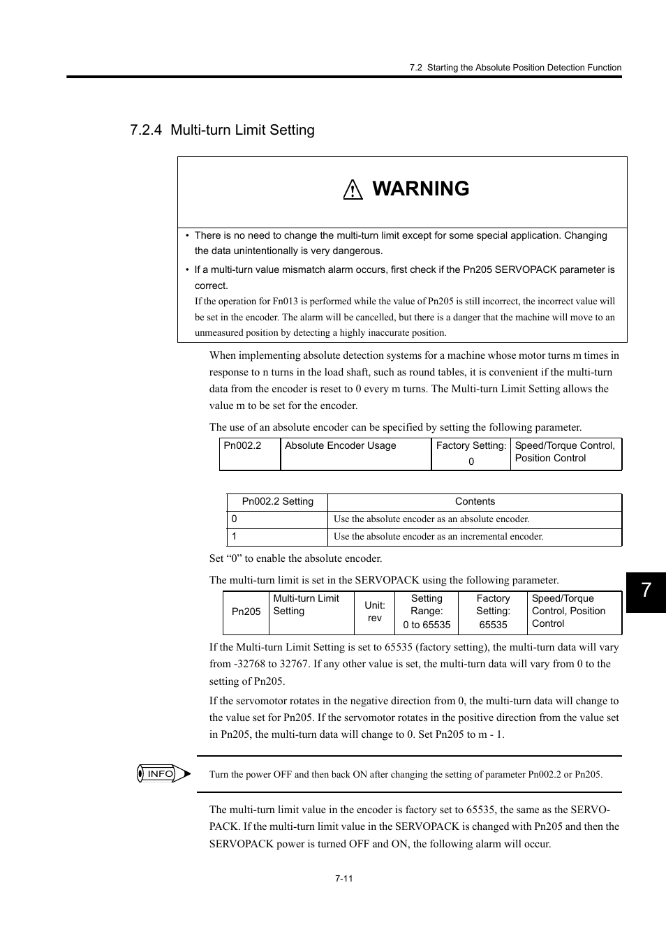 4 multi-turn limit setting, Warning | Yaskawa MP940 User Manual | Page 325 / 522