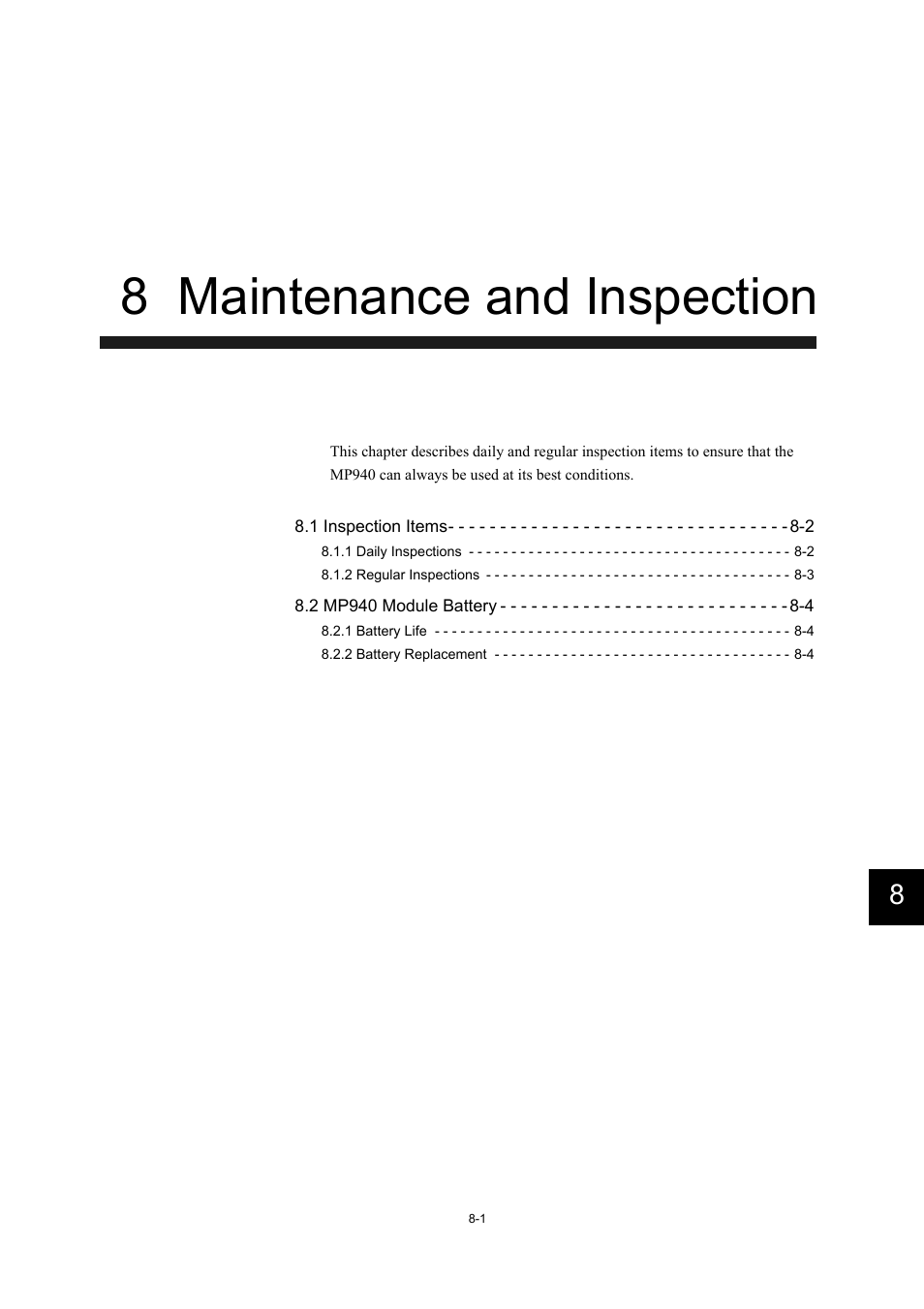 8 maintenance and inspection | Yaskawa MP940 User Manual | Page 341 / 522