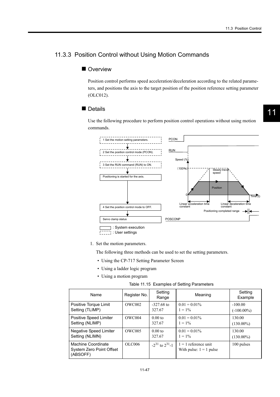 3 position control without using motion commands, Overview, Details | Yaskawa MP940 User Manual | Page 449 / 522