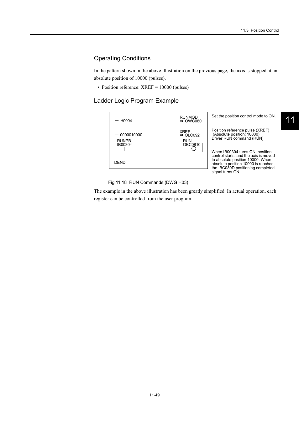 Operating conditions, Ladder logic program example | Yaskawa MP940 User Manual | Page 451 / 522