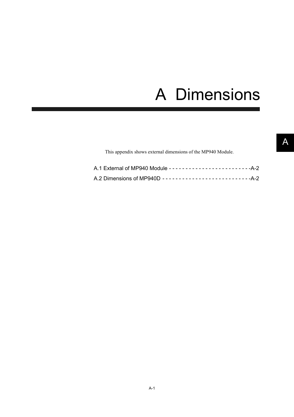 A dimensions | Yaskawa MP940 User Manual | Page 485 / 522