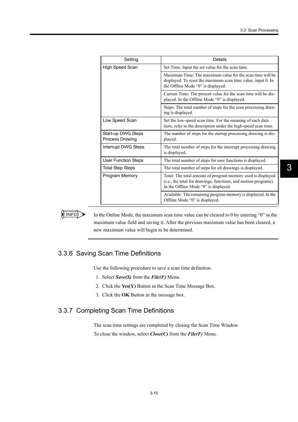 6 saving scan time definitions, 7 completing scan time definitions | Yaskawa MP940 User Manual | Page 62 / 522