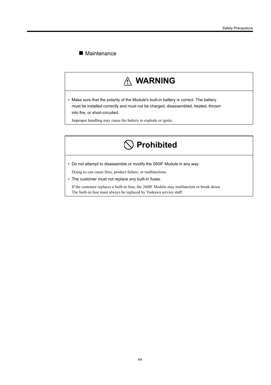Warning, Prohibited | Yaskawa 260IF DeviceNet System User Manual | Page 13 / 95