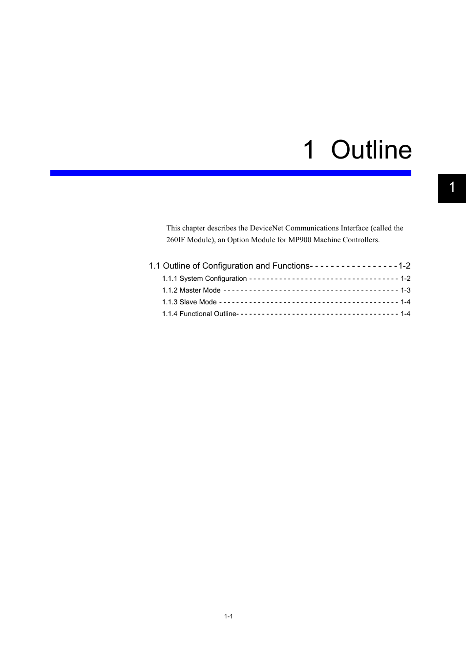 1 outline | Yaskawa 260IF DeviceNet System User Manual | Page 15 / 95