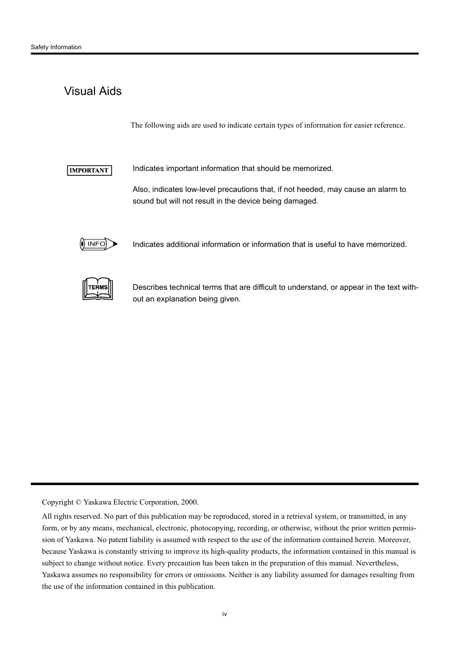 Visual aids | Yaskawa 260IF DeviceNet System User Manual | Page 3 / 95