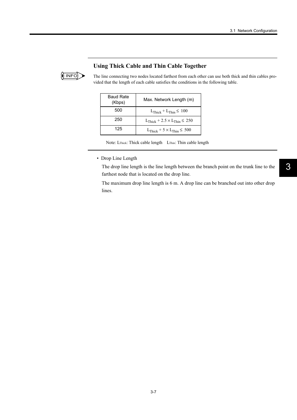 Using thick cable and thin cable together | Yaskawa 260IF DeviceNet System User Manual | Page 32 / 95