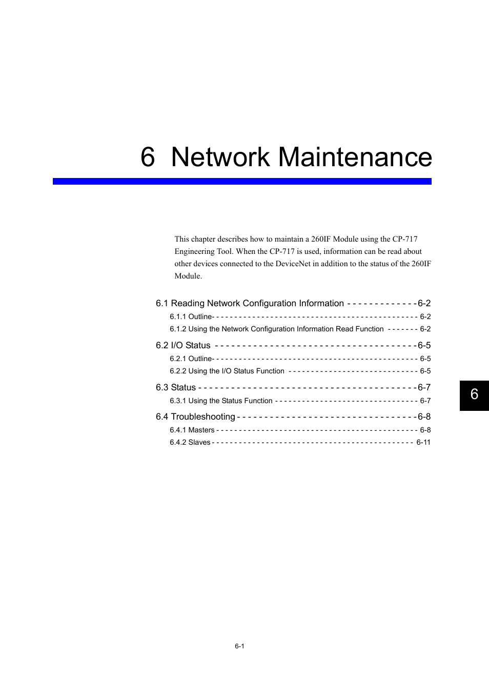 6 network maintenance | Yaskawa 260IF DeviceNet System User Manual | Page 61 / 95