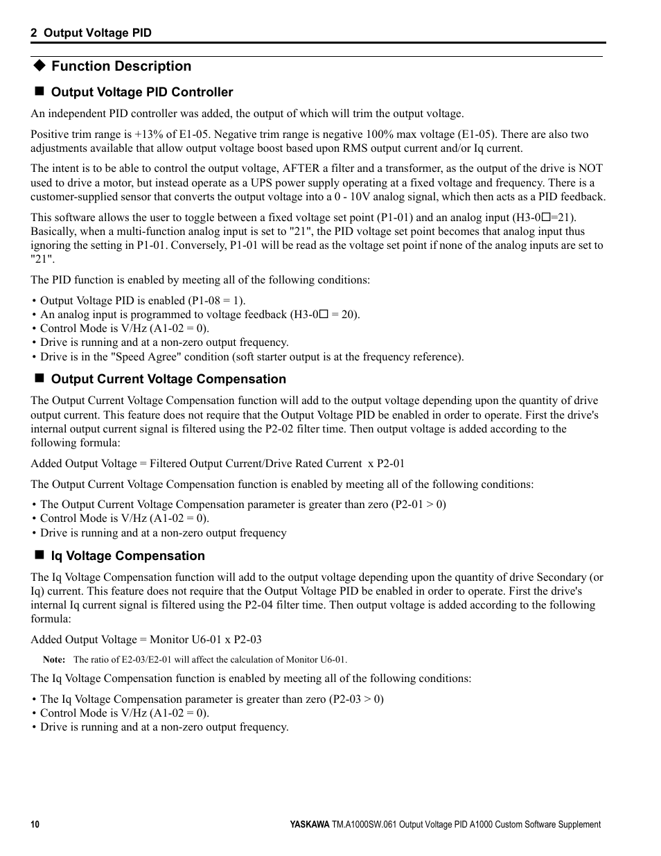 Function description | Yaskawa PID A1000 User Manual | Page 10 / 13