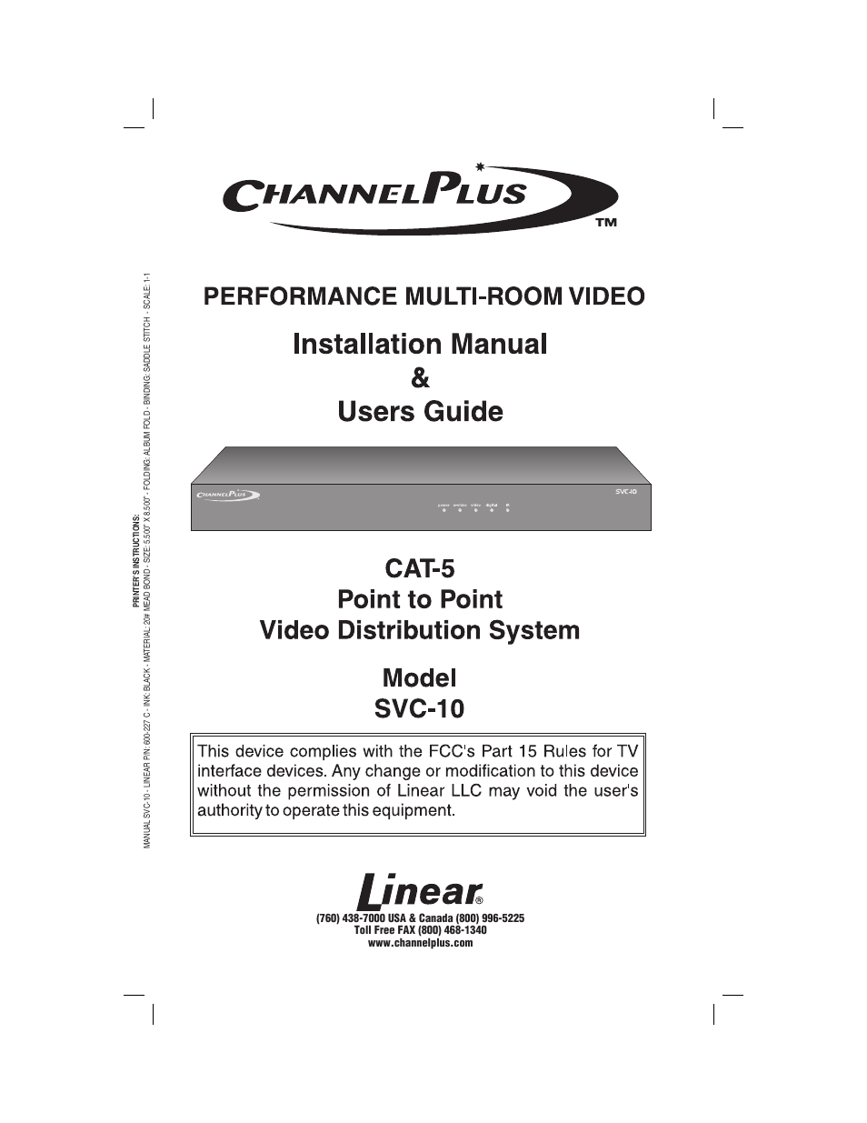 Channel Plus CHANNELPLUS SVC-10 User Manual | 8 pages