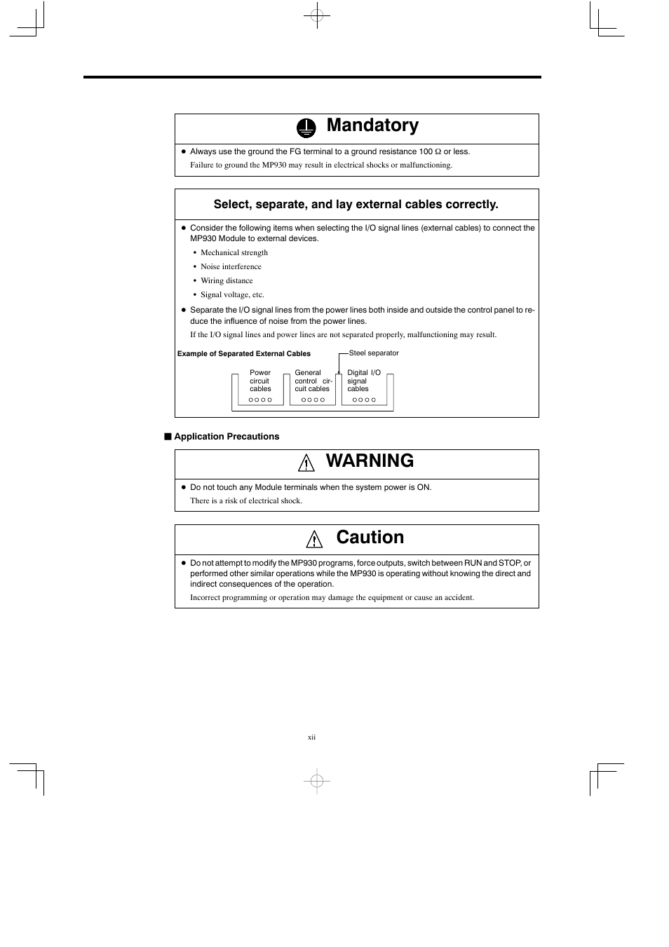 Mandatory, Warning, Caution | Yaskawa MP930 User Manual | Page 11 / 338