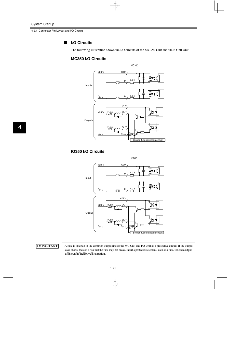 Ji/o circuits, Mc350 i/o circuits, Io350 i/o circuits | Yaskawa MP930 User Manual | Page 116 / 338