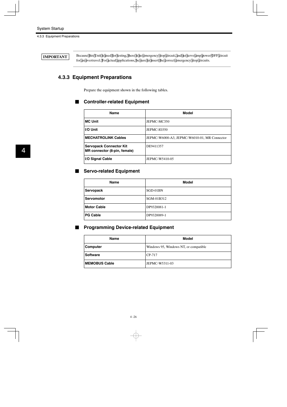 3 equipment preparations | Yaskawa MP930 User Manual | Page 128 / 338