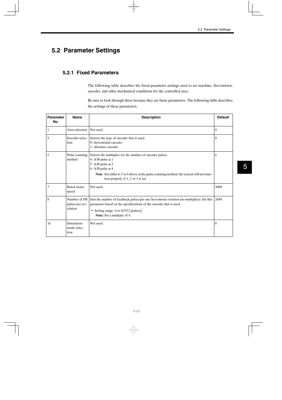 2 parameter settings, 1 fixed parameters | Yaskawa MP930 User Manual | Page 202 / 338