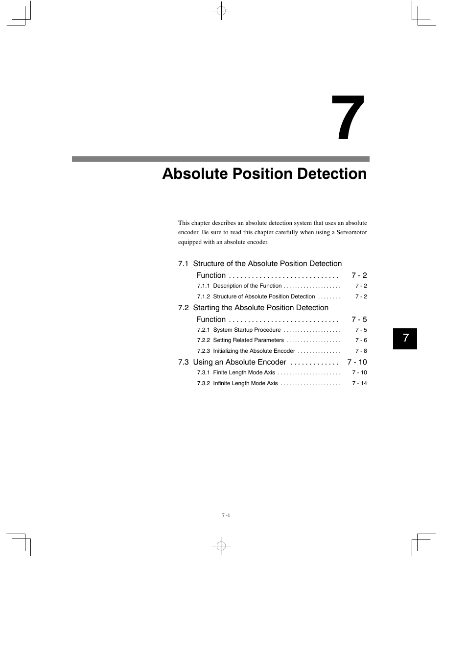 7 absolute position detection, Absolute position detection | Yaskawa MP930 User Manual | Page 232 / 338