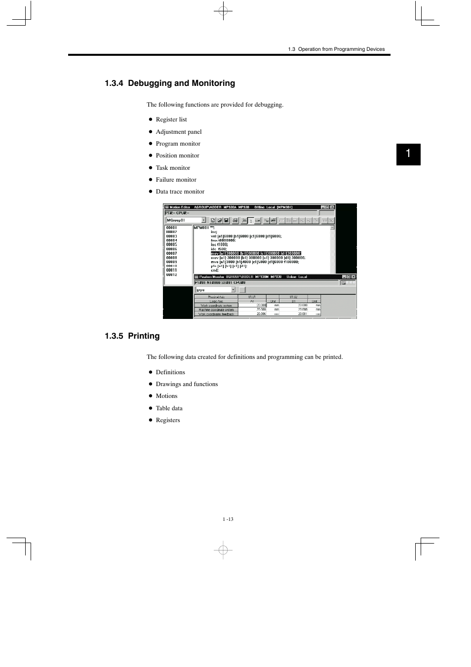 4 debugging and monitoring, 5 printing | Yaskawa MP930 User Manual | Page 25 / 338