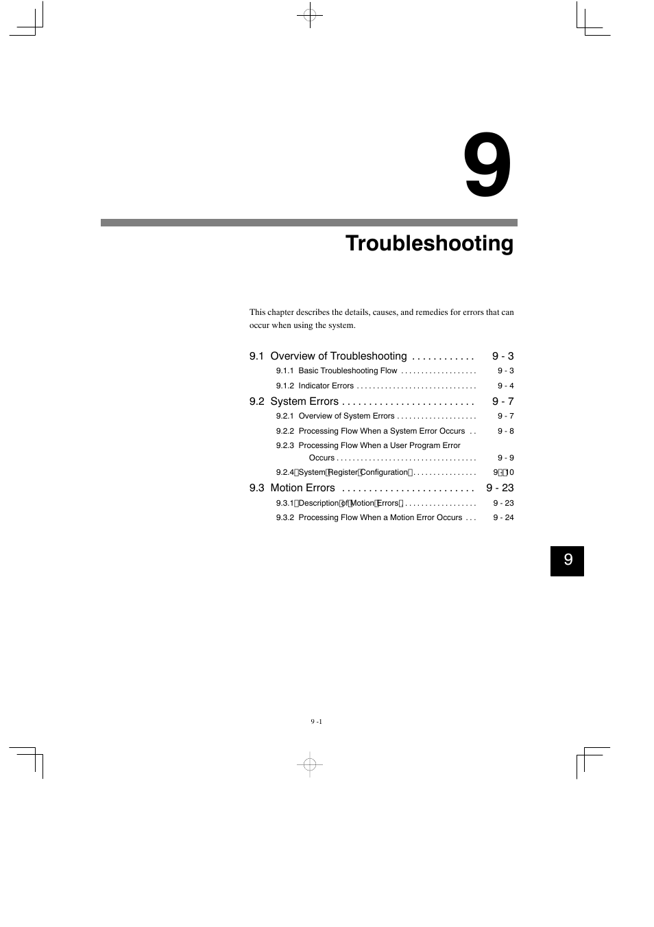 9 troubleshooting, Troubleshooting | Yaskawa MP930 User Manual | Page 260 / 338