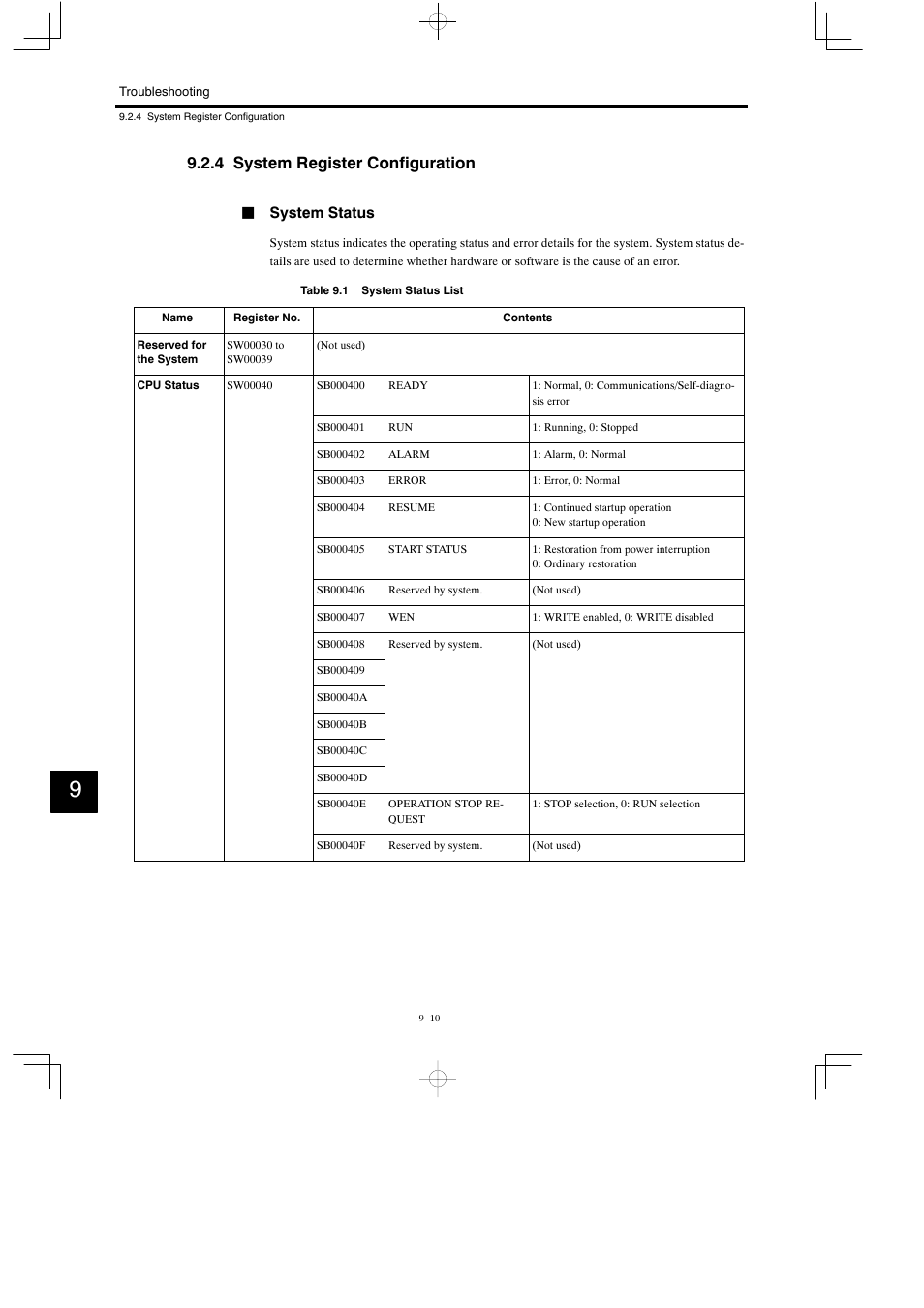 4 system register configuration, Jsystem status | Yaskawa MP930 User Manual | Page 269 / 338