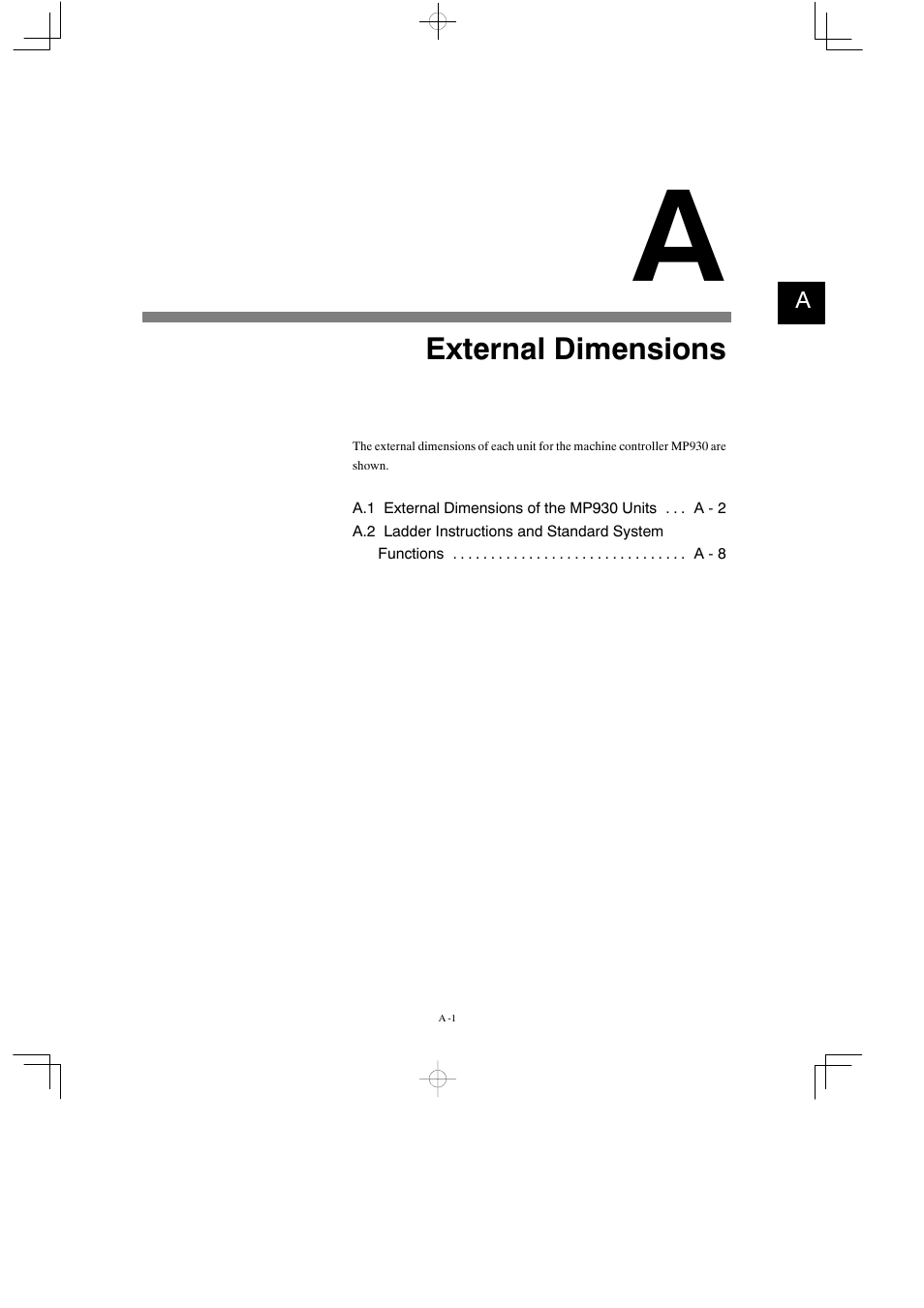 A external dimensions, External dimensions | Yaskawa MP930 User Manual | Page 287 / 338