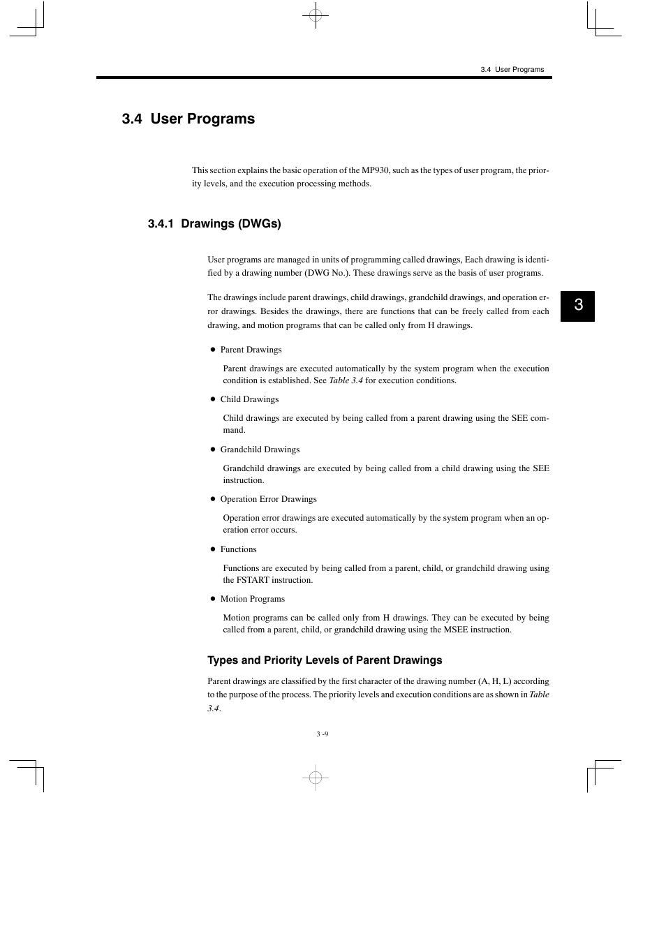4 user programs, 1 drawings (dwgs) | Yaskawa MP930 User Manual | Page 68 / 338