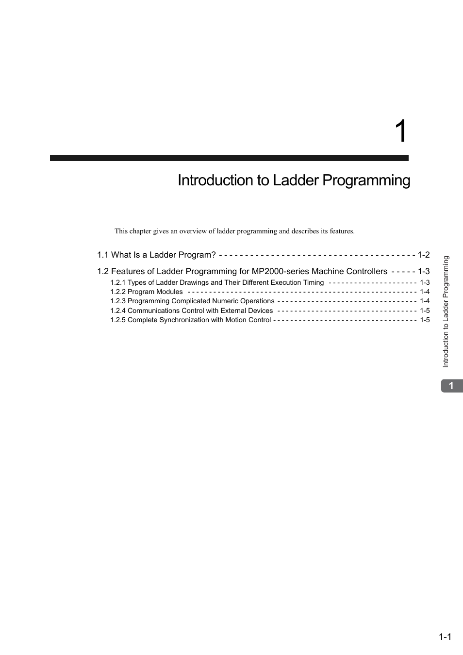 1 introduction to ladder programming, Introduction to ladder programming | Yaskawa MP900 Series Ladder Programming Manual User Manual | Page 16 / 415