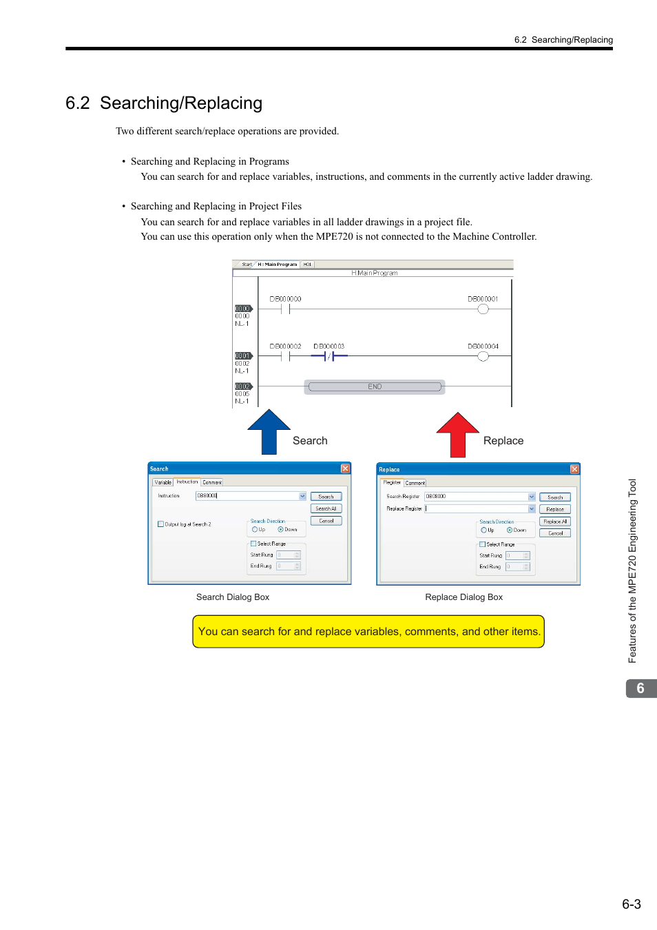 2 searching/replacing | Yaskawa MP900 Series Ladder Programming Manual User Manual | Page 357 / 415