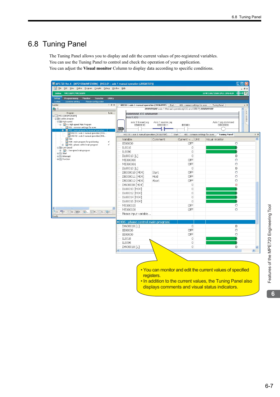 8 tuning panel | Yaskawa MP900 Series Ladder Programming Manual User Manual | Page 361 / 415