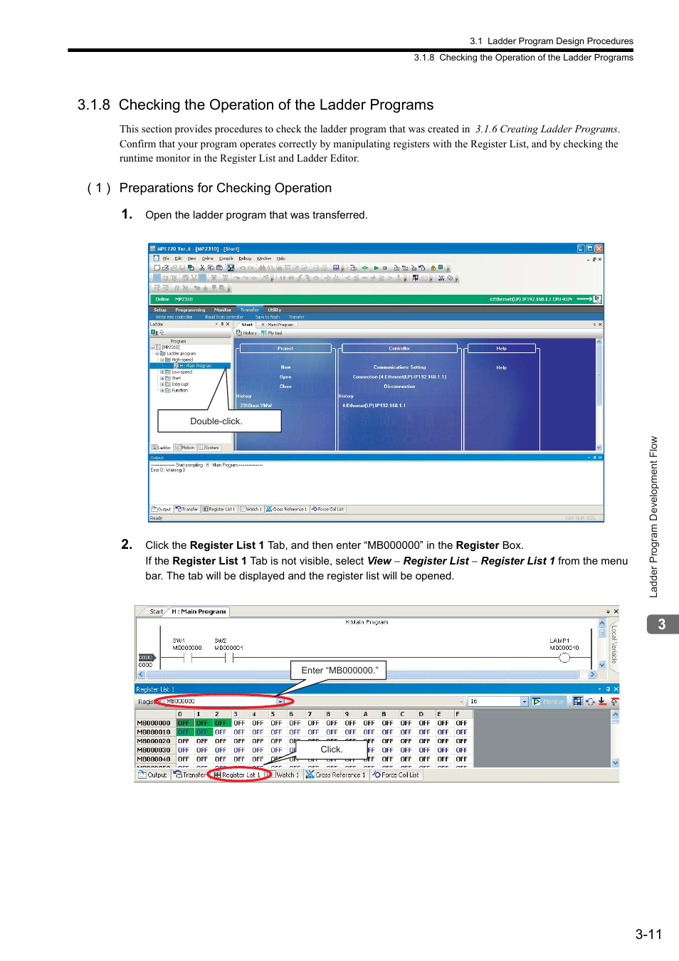 8 checking the operation of the ladder programs | Yaskawa MP900 Series Ladder Programming Manual User Manual | Page 38 / 415