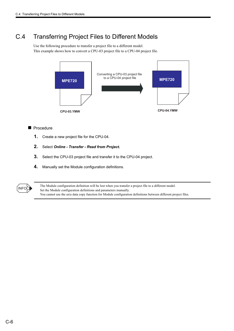 C.4 transferring project files to different models | Yaskawa MP900 Series Ladder Programming Manual User Manual | Page 402 / 415