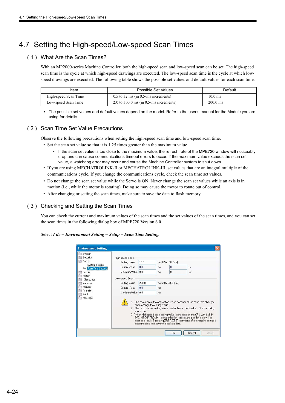 7 setting the high-speed/low-speed scan times | Yaskawa MP900 Series Ladder Programming Manual User Manual | Page 65 / 415