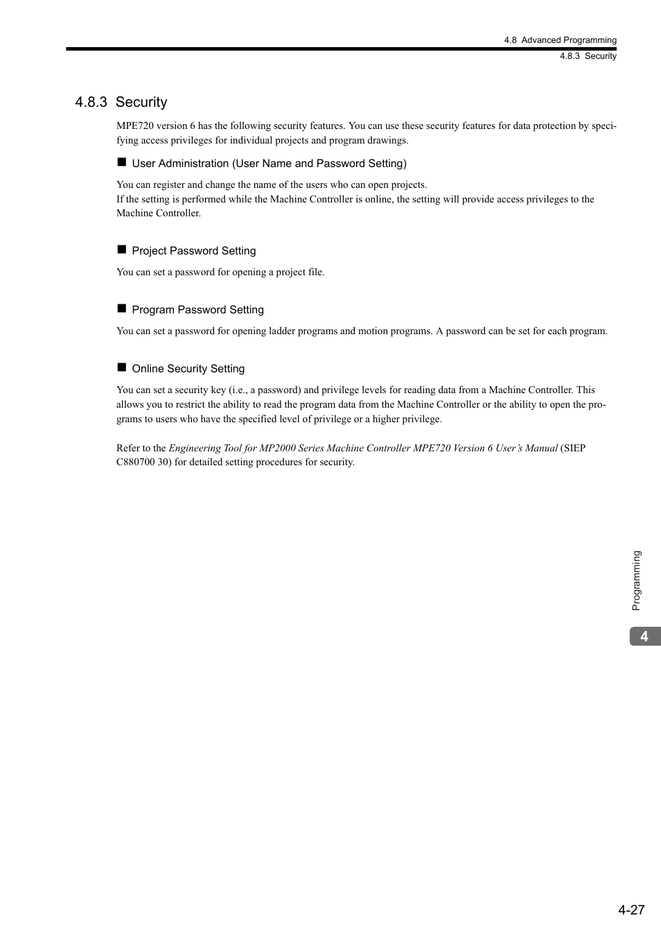 3 security | Yaskawa MP900 Series Ladder Programming Manual User Manual | Page 68 / 415