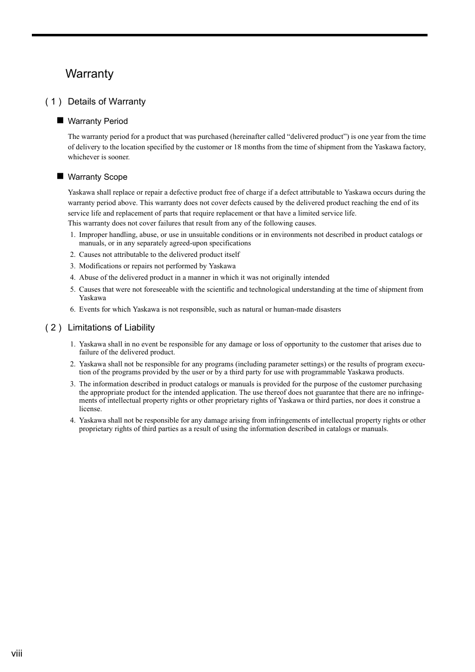 Warranty | Yaskawa MP900 Series Ladder Programming Manual User Manual | Page 8 / 415