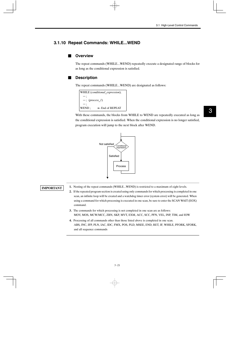 10 repeat commands: while...wend | Yaskawa MP900 Series Motion Programming Manual User Manual | Page 111 / 211