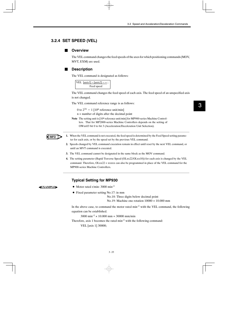 4 set speed (vel) | Yaskawa MP900 Series Motion Programming Manual User Manual | Page 125 / 211